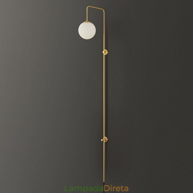 Luminária de parede moderna Globe Wall Sconce de vidro dourado escovado