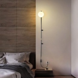 Luminária de parede Globe Wall Sconce Lighting Mid Century Magic Bean com plugue