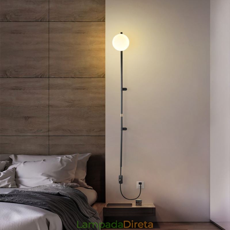 Luminária de parede Globe Wall Sconce Lighting Mid Century Magic Bean com plugue