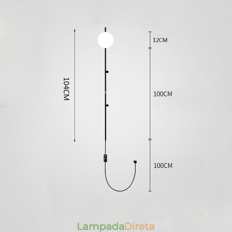 Luminária de parede Globe Wall Sconce Lighting Mid Century Magic Bean com plugue