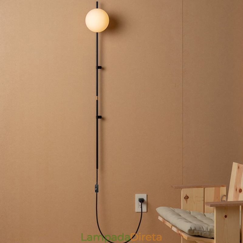 Luminária de parede Globe Wall Sconce Lighting Mid Century Magic Bean com plugue