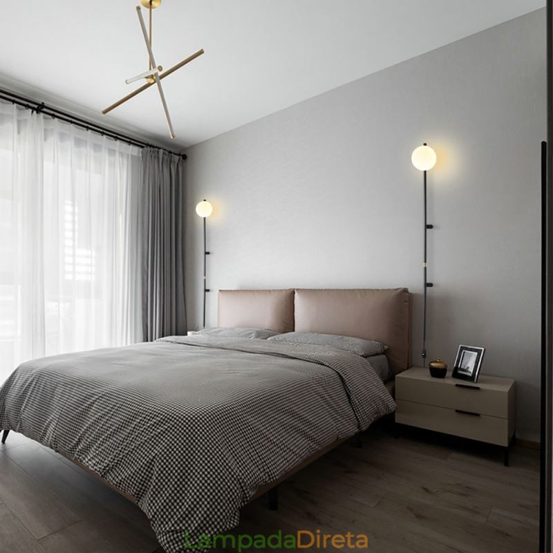Luminária de parede Globe Wall Sconce Lighting Mid Century Magic Bean com plugue