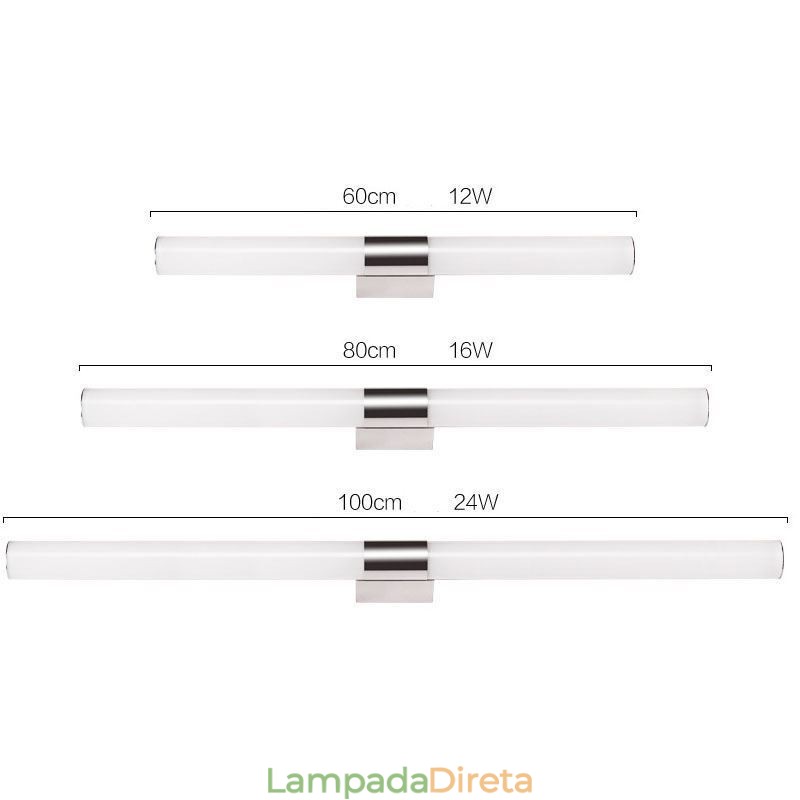 Espelho de luz de aço inoxidável moderno lâmpada de parede luzes de banheiro arandela