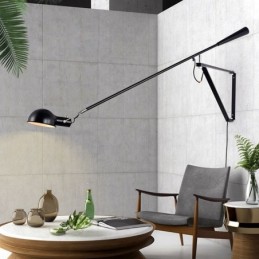 Luminária de parede com braço de balanço simples, luminária de cabeceira para leitura