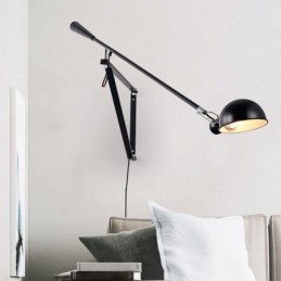 Luminária de parede com braço de balanço simples, luminária de cabeceira para leitura