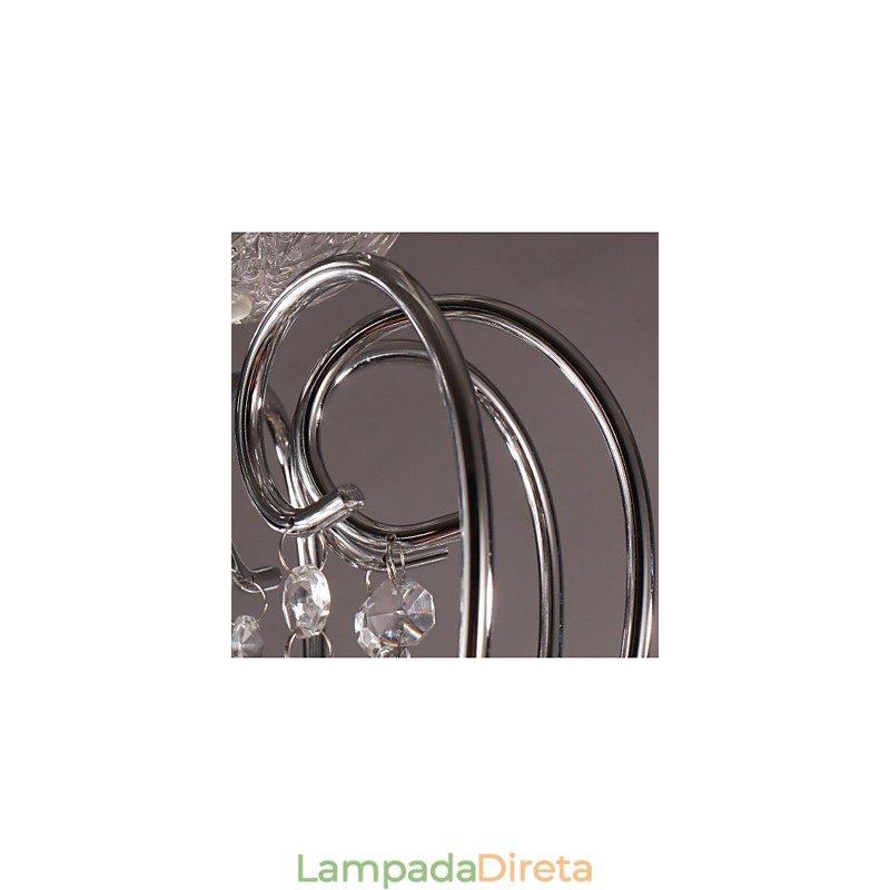 Lustre de cristal cromado clássico tradicional em metal