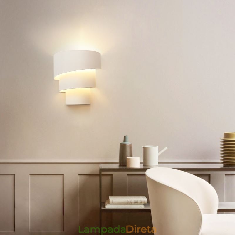 Luminária de parede moderna minimalista em espiral para bolo, luminária de cabeceira