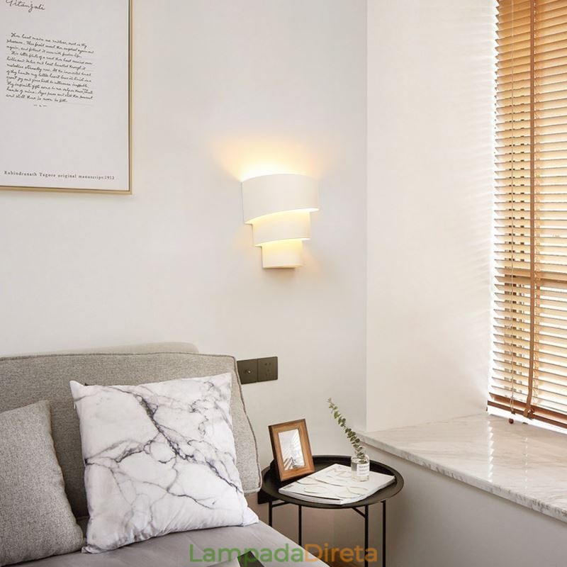 Luminária de parede moderna minimalista em espiral para bolo, luminária de cabeceira