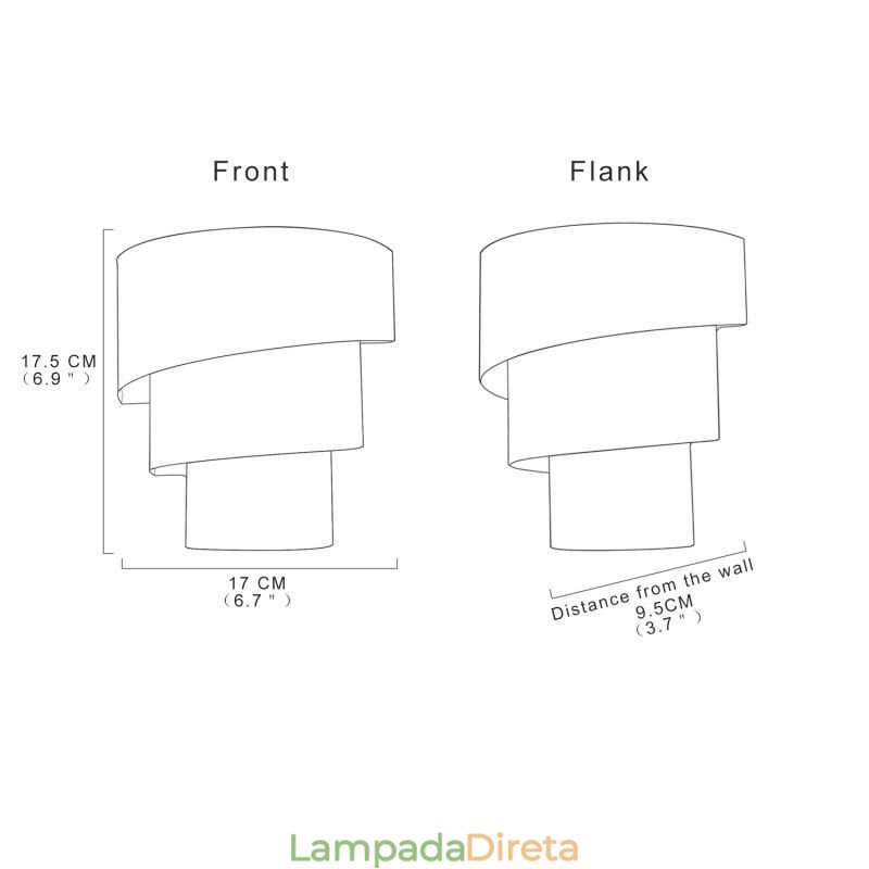 Luminária de parede moderna minimalista em espiral para bolo, luminária de cabeceira