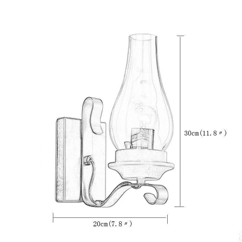 Luminária de parede vintage de ferro forjado com iluminação de arandela de luz única
