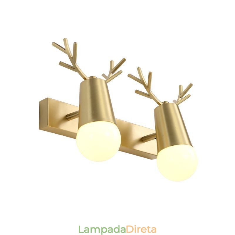 Luminária de parede de latão nórdico com espelho e luz frontal