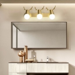 Luminária de parede de latão nórdico com espelho e luz frontal