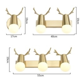 Luminária de parede de latão nórdico com espelho e luz frontal
