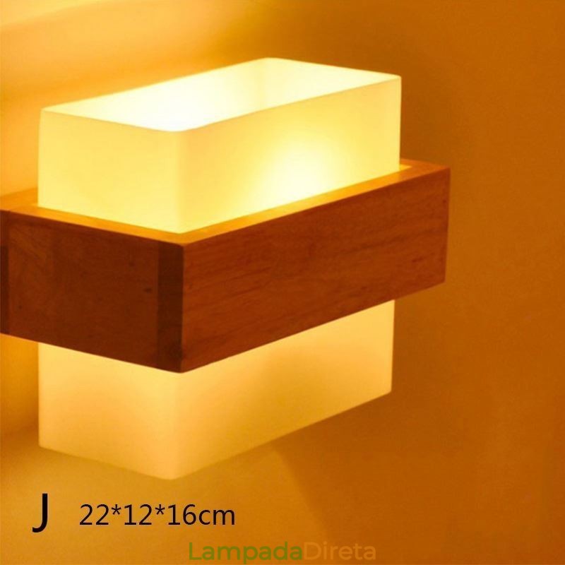 Luminária de parede nórdica de madeira abajur de vidro arandela luz