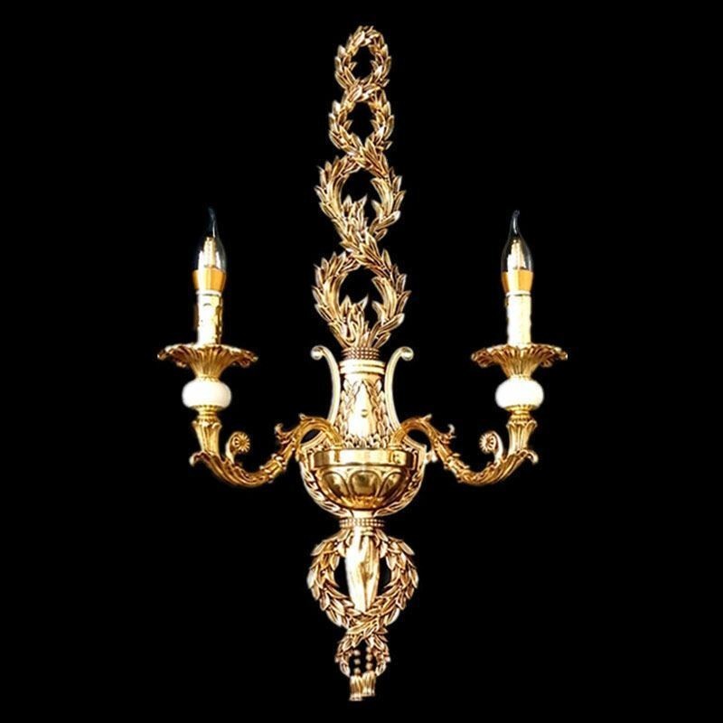 Luminária de parede europeia Luxuosa luminária de parede de pétala Jade Decoração Lâmpada Iluminação de cabeceira