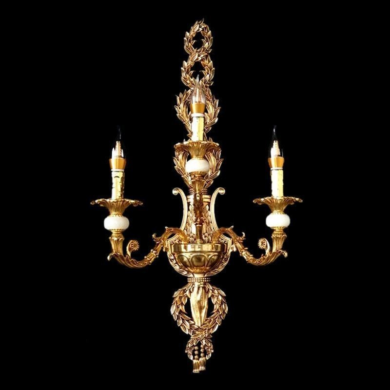 Luminária de parede europeia Luxuosa luminária de parede de pétala Jade Decoração Lâmpada Iluminação de cabeceira