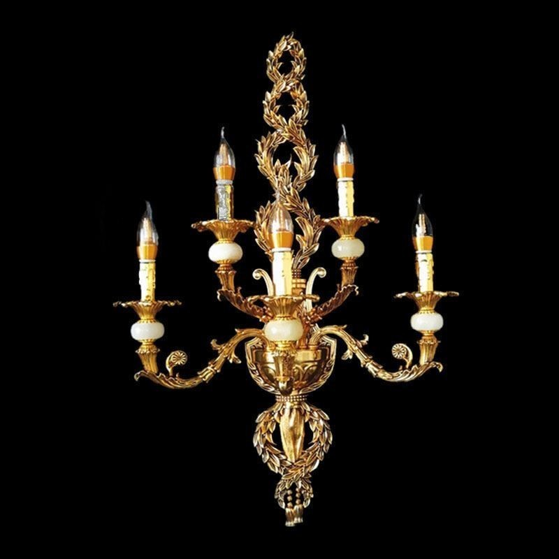 Luminária de parede europeia Luxuosa luminária de parede de pétala Jade Decoração Lâmpada Iluminação de cabeceira