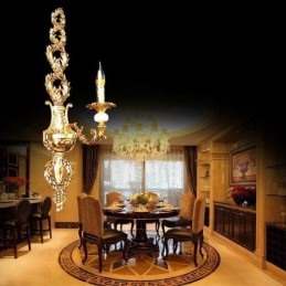 Luminária de parede europeia Luxuosa luminária de parede de pétala Jade Decoração Lâmpada Iluminação de cabeceira