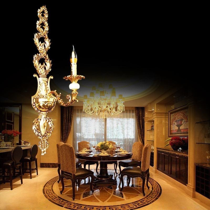 Luminária de parede europeia Luxuosa luminária de parede de pétala Jade Decoração Lâmpada Iluminação de cabeceira