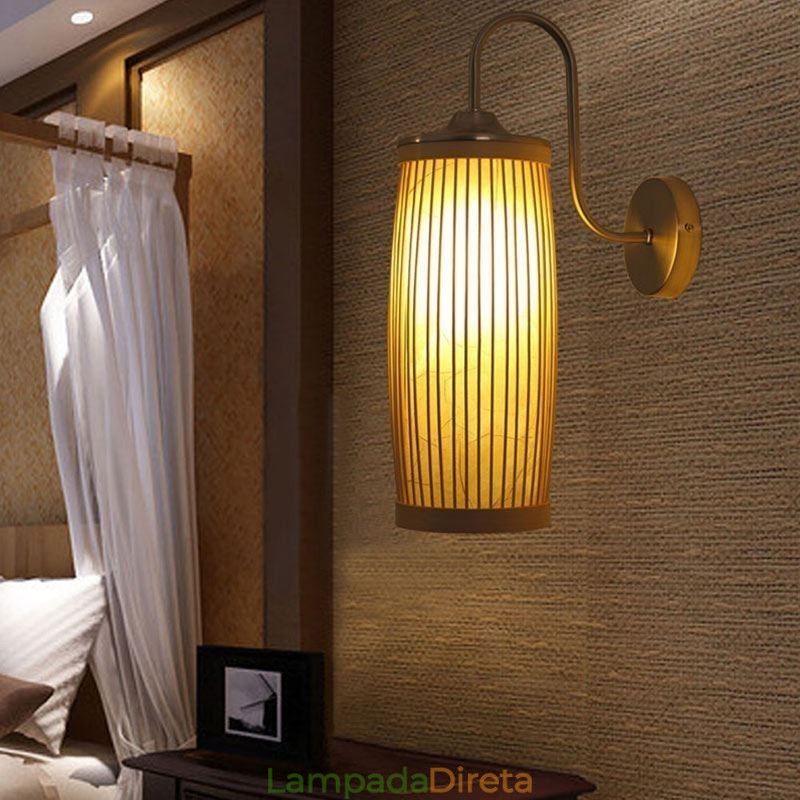 Cintura Tambor Design Luz de Parede Criativo Bambu Parede Sconce Cabeceira Escadas Iluminação Rural