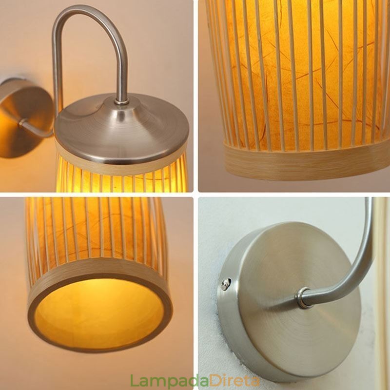 Cintura Tambor Design Luz de Parede Criativo Bambu Parede Sconce Cabeceira Escadas Iluminação Rural