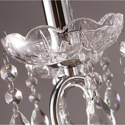 Lustre de cristal cromado clássico tradicional em metal