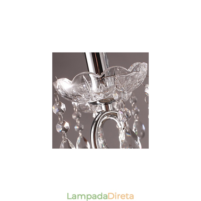 Lustre de cristal cromado clássico tradicional em metal