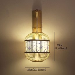 Luminária de parede com design de gaiola Luminária de parede de bambu criativa para pendurar na cabeceira Luz decorativa
