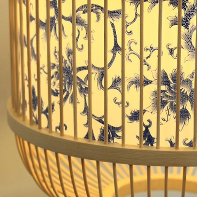 Luminária de parede com design de gaiola Luminária de parede de bambu criativa para pendurar na cabeceira Luz decorativa