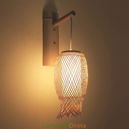 Luminária de parede de bambu descendente, arandela redonda rural, cabeceira, casa de chá, luz criativa Luminária de parede de bambu descendente, arandela redonda rural, cabeceira, casa de chá, luz criativa