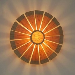 Arandela de parede redonda com flores Luz de parede de bambu exclusiva Iluminação decorativa criativa