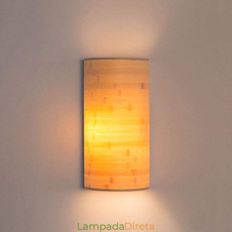 Luminária de parede de bambu japonesa, arandela de parede semicircular simples, iluminação de cabeceira