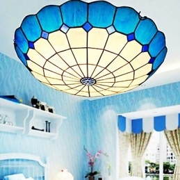 Artes criativas rurais europeias Vitral Absorver luz da lâmpada de cúpula