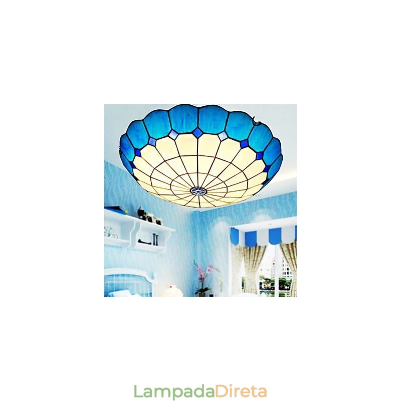 Artes criativas rurais europeias Vitral Absorver luz da lâmpada de cúpula