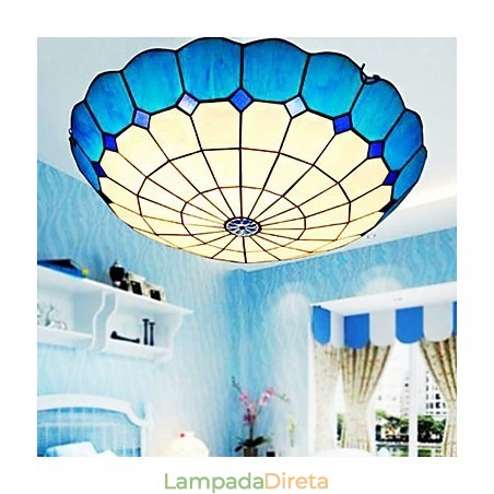 Artes criativas rurais europeias Vitral Absorver luz da lâmpada de cúpula Artes criativas rurais europeias Vitral Absorver luz da lâmpada de cúpula