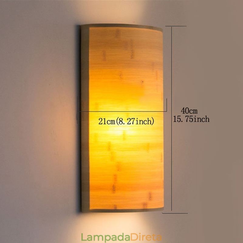 Luminária de parede de bambu japonesa, arandela de parede semicircular simples, iluminação de cabeceira