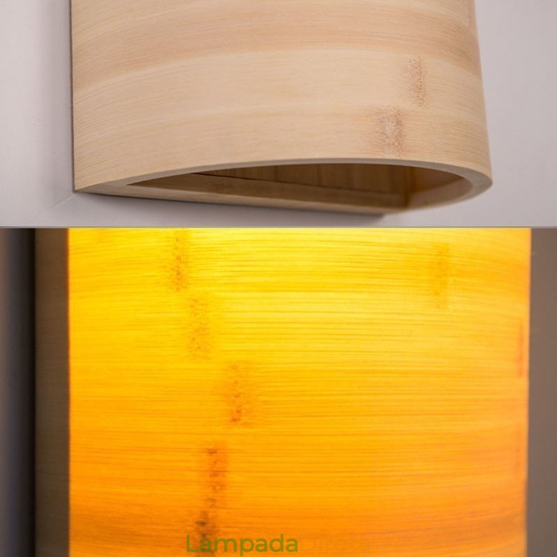 Luminária de parede de bambu japonesa, arandela de parede semicircular simples, iluminação de cabeceira