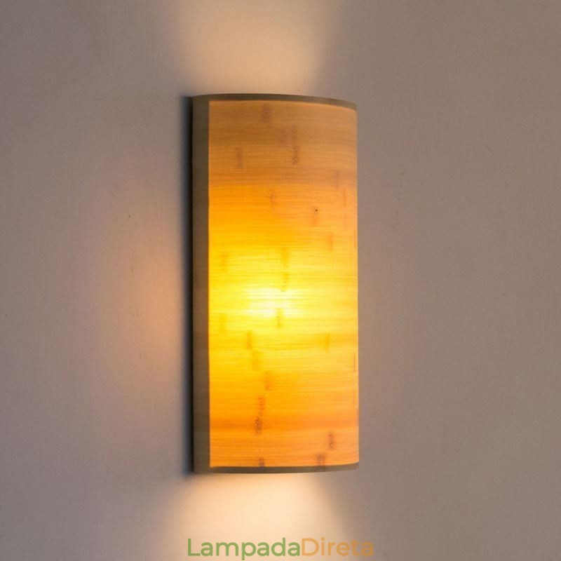 Luminária de parede de bambu japonesa, arandela de parede semicircular simples, iluminação de cabeceira