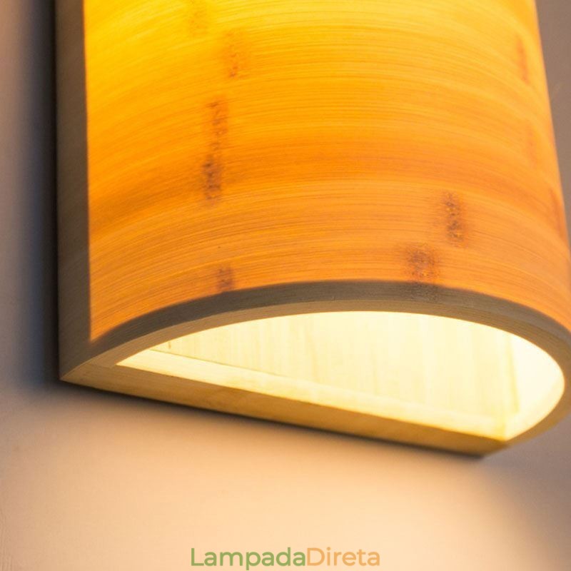 Luminária de parede de bambu japonesa, arandela de parede semicircular simples, iluminação de cabeceira