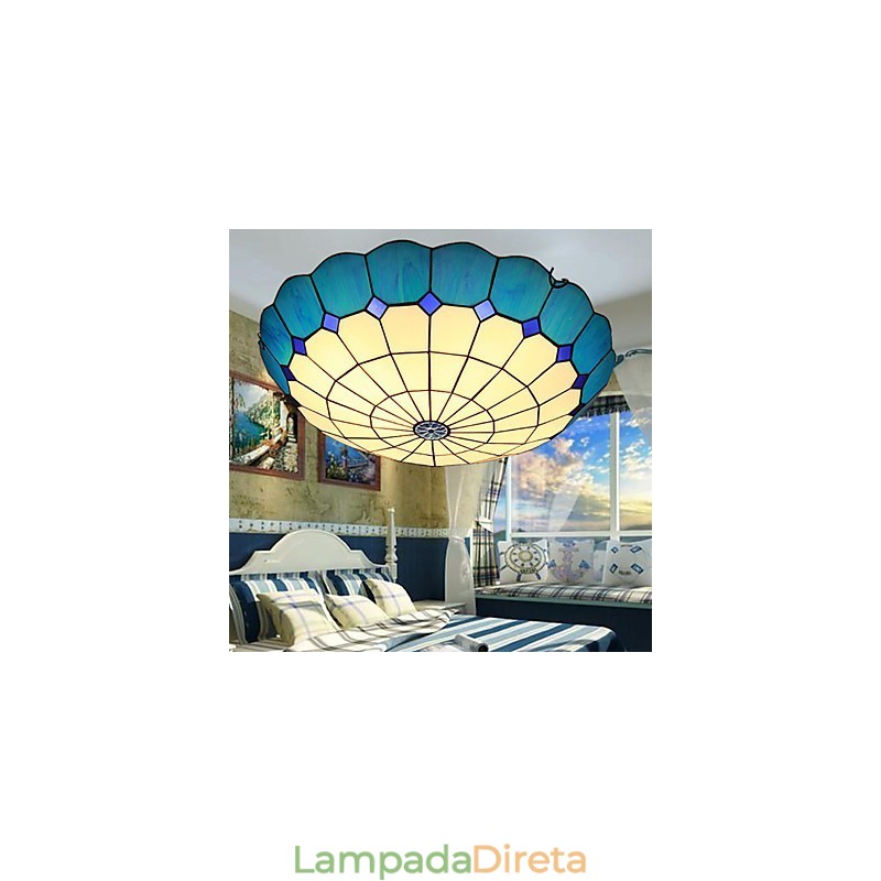 Artes criativas rurais europeias Vitral Absorver luz da lâmpada de cúpula