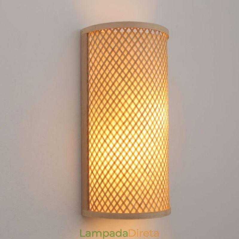 Luminária de parede de bambu semi cilíndrica Luminária de parede de cabeceira criativa Escadas Iluminação rural