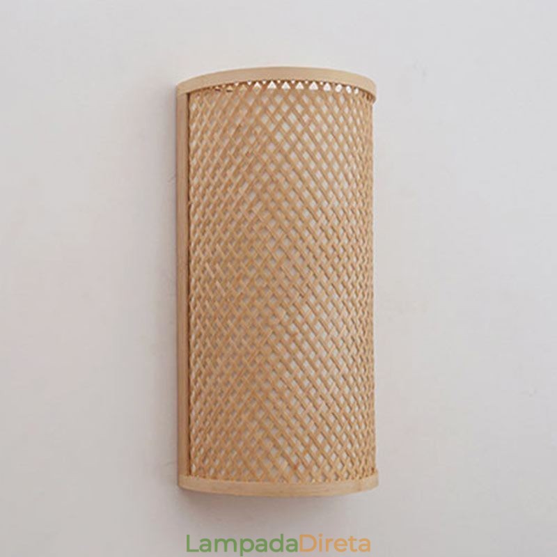 Luminária de parede de bambu semi cilíndrica Luminária de parede de cabeceira criativa Escadas Iluminação rural