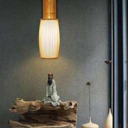 Aplique de parede de bambu trançado Iluminação de parede retrô chinesa