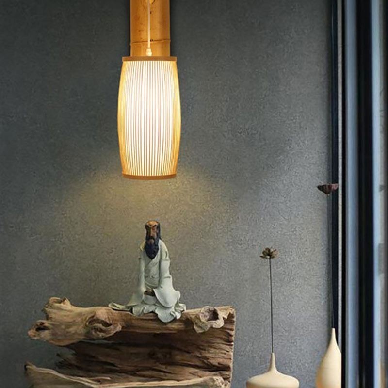 Aplique de parede de bambu trançado Iluminação de parede retrô chinesa