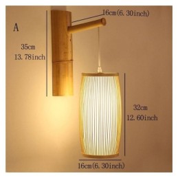 Aplique de parede de bambu trançado Iluminação de parede retrô chinesa