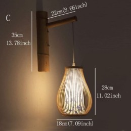 Aplique de parede de bambu trançado Iluminação de parede retrô chinesa