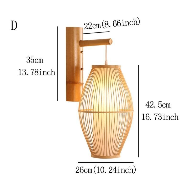 Aplique de parede de bambu trançado Iluminação de parede retrô chinesa