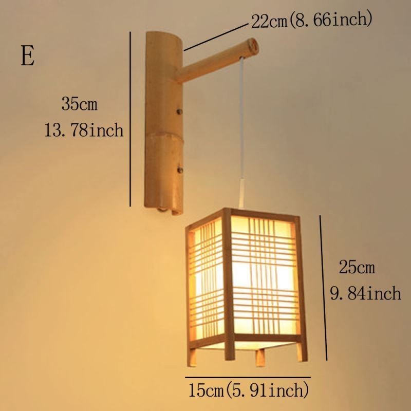 Aplique de parede de bambu trançado Iluminação de parede retrô chinesa