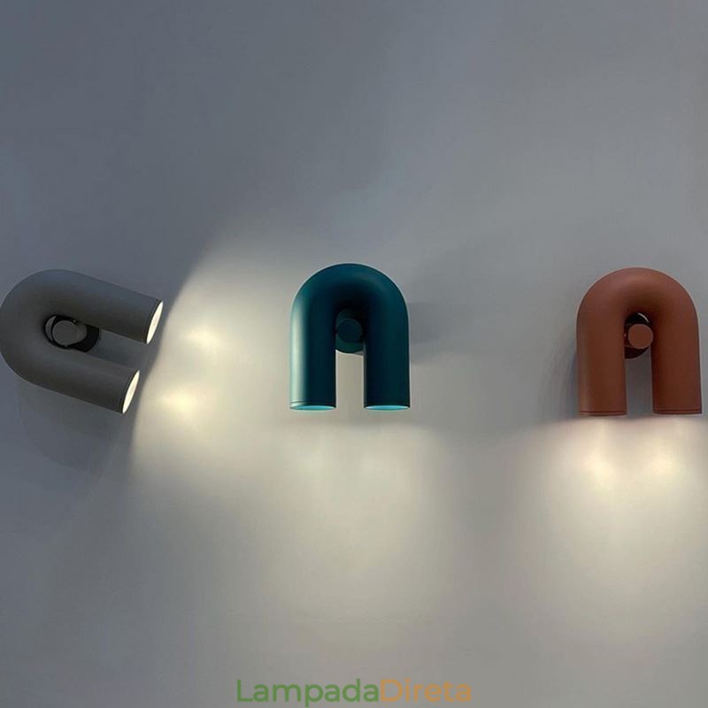 Aplique de parede em forma de U – Luminária de parede criativa minimalista com ângulo reto de noventa graus e abajur giratório