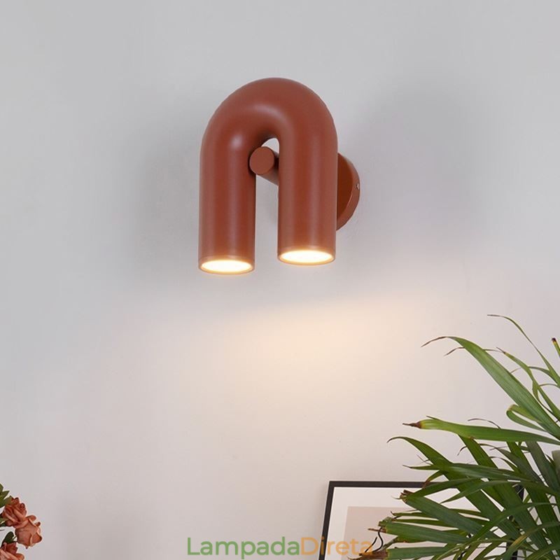 Aplique de parede em forma de U – Luminária de parede criativa minimalista com ângulo reto de noventa graus e abajur giratório